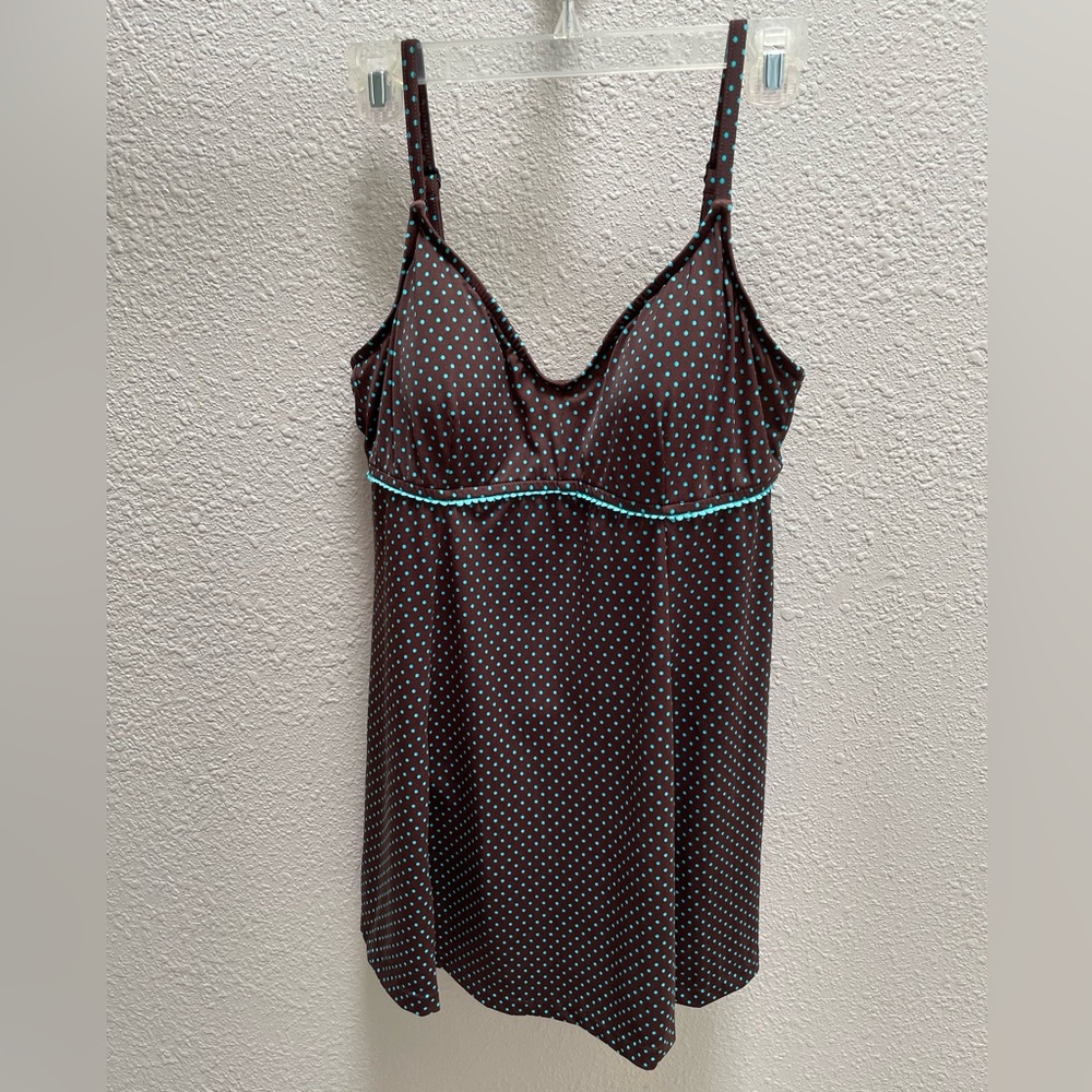 Swim dress by “MAXINE” - One Piece - Size 16 - Brown/Aqua - EUC